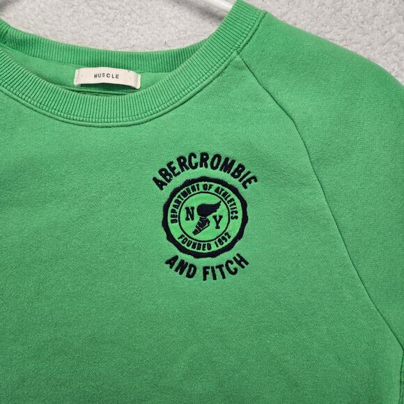 Abercrombie & Fitch Crew Neck Sweater Mens S Green Muscle Preppy Y2k - Picture 2 of 8